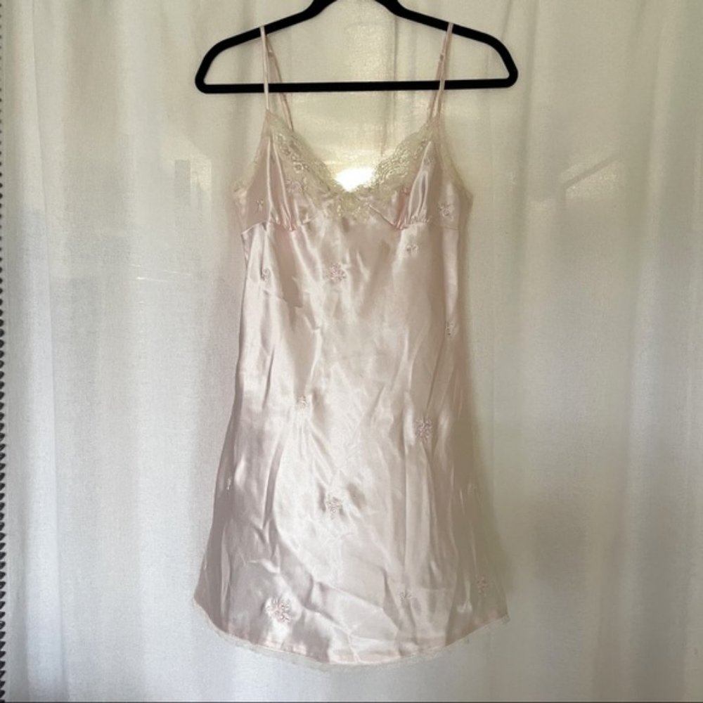 Morgan Taylor Intimates Pink Floral Lace Slip Dress Size S